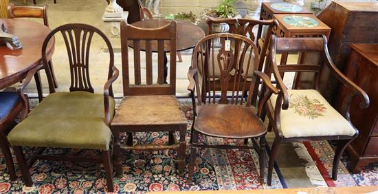 Four various antique chairs